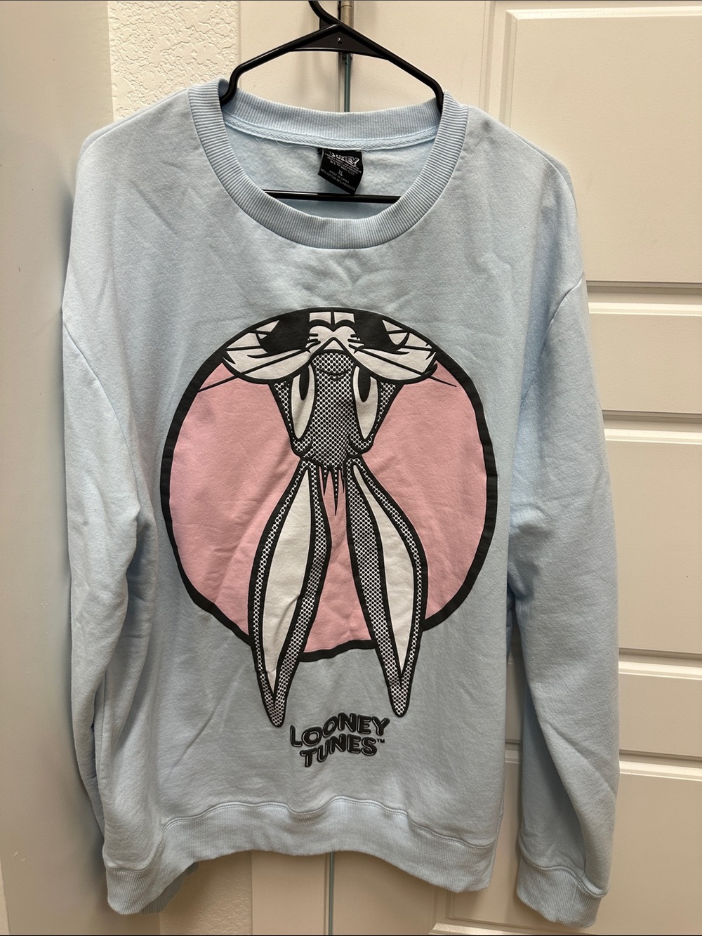 Warner Bros. Looney Tunes Light Blue Sweatshirt with Pink Graphic